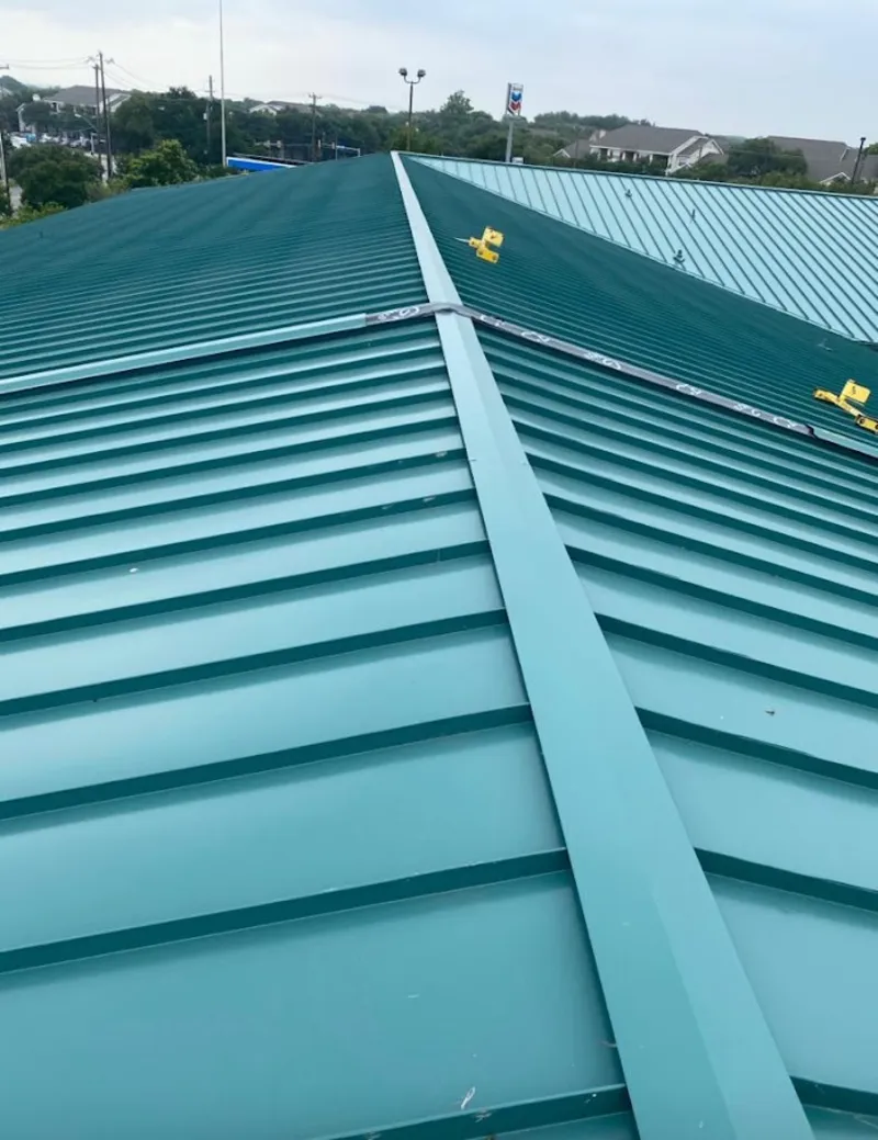 Green commercial metal roof ridge and valley for Metal Roof Repair in Aliso Viejo